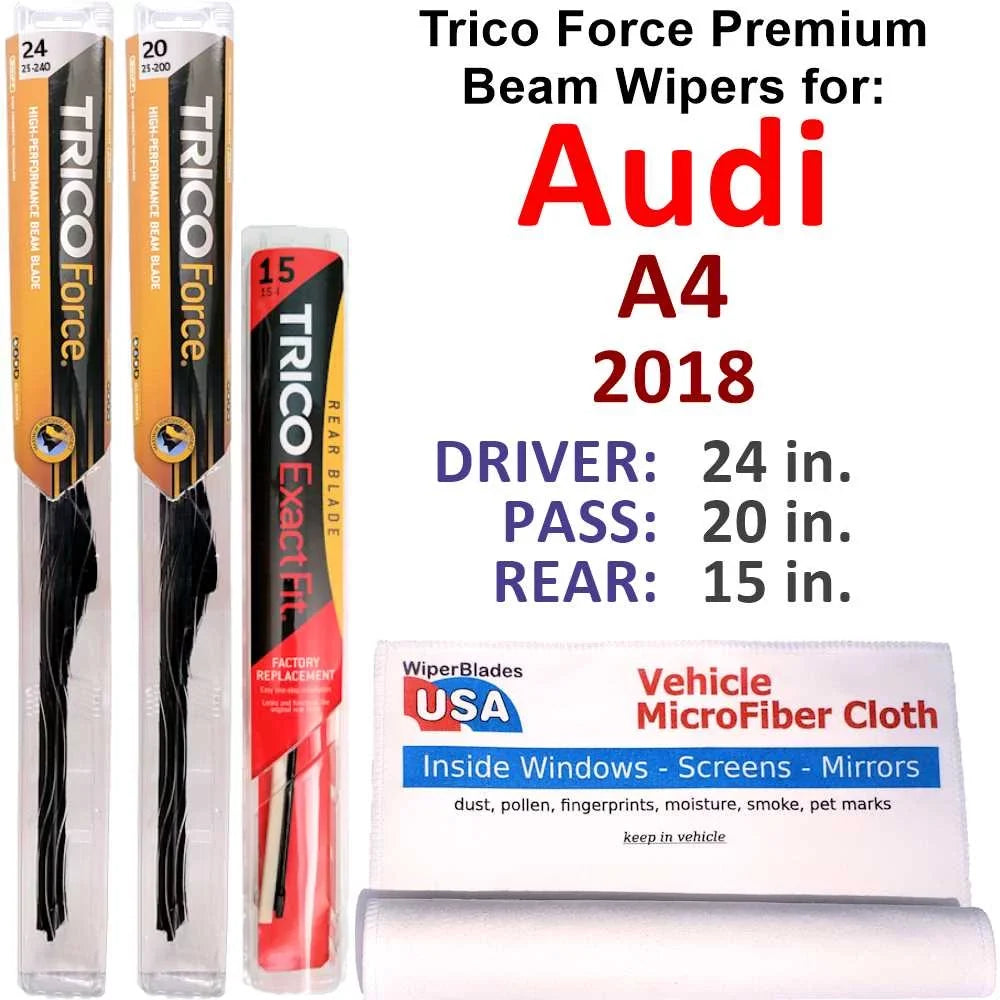Wiper 2018 3) A4 Audi Beam of (Set Wipers w/Rear Performance