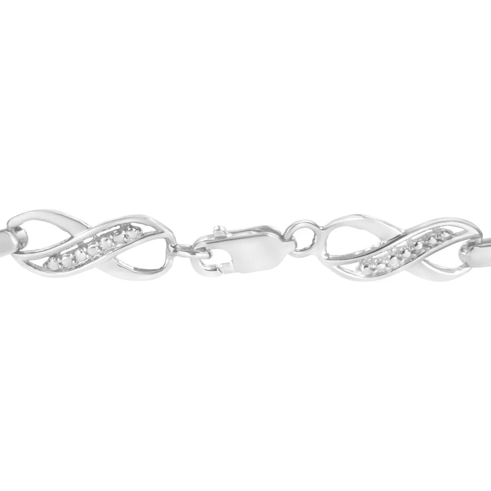 and (I-J Silver Set .925 Prong Color, Bracelet Link I3 Clarity) 7.25" Diamond Ribbon Sterling Infinity Accent -