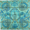 Pre-Owned (Like Kare90 New) Award Silk Hermes Blue HERMES Horsewards Gray Large Horse Scarf Ladies The Green