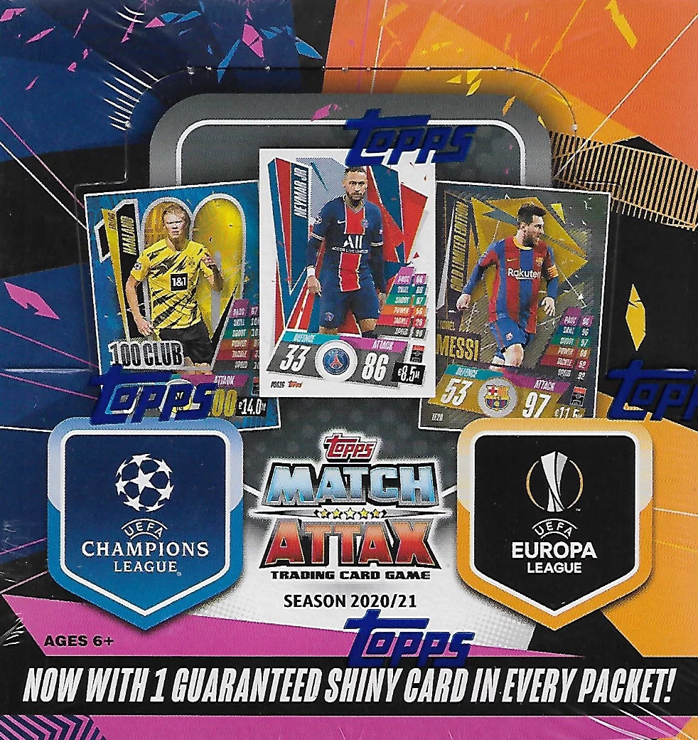 Soccer 30 Display 2020 2021 Topps Pack Champions Box League with Match Attax Shiny Cards UEFA