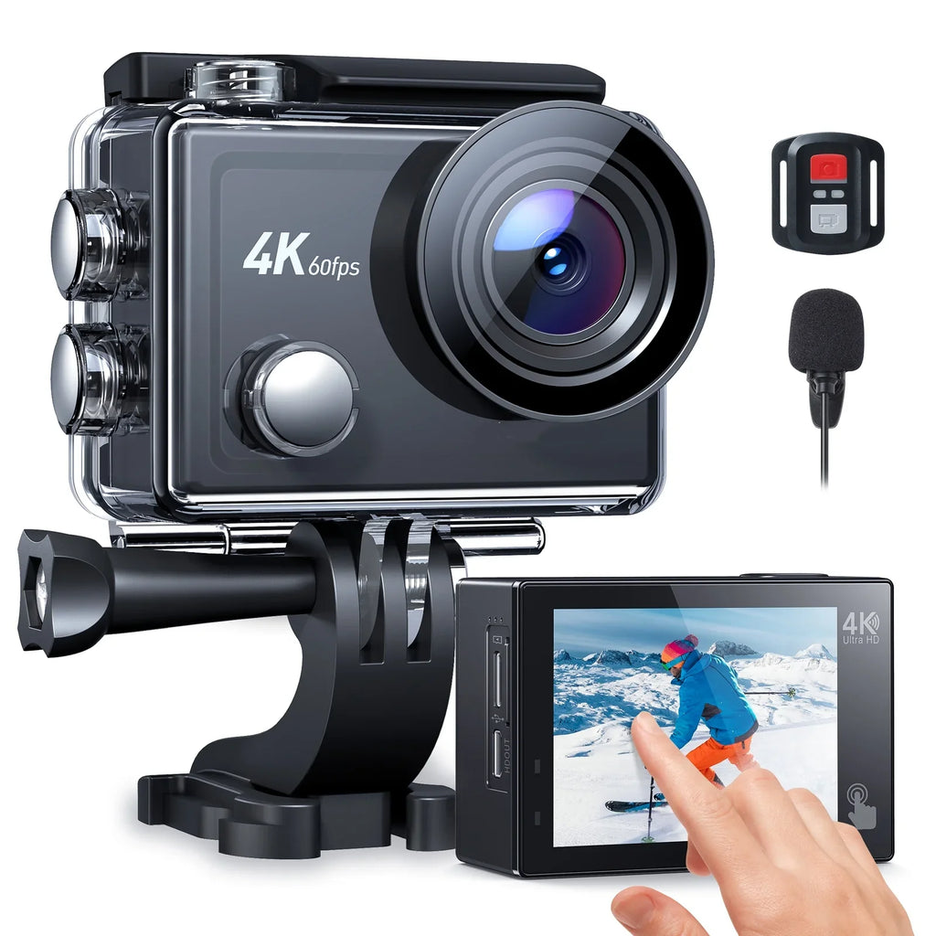 Vlog 4K 170° Sport Touch Action 60FPS Camera 40M Angle Screen Underwater WF EIS Control Cam Camera 24MP Waterproof Wide with Camera Remote