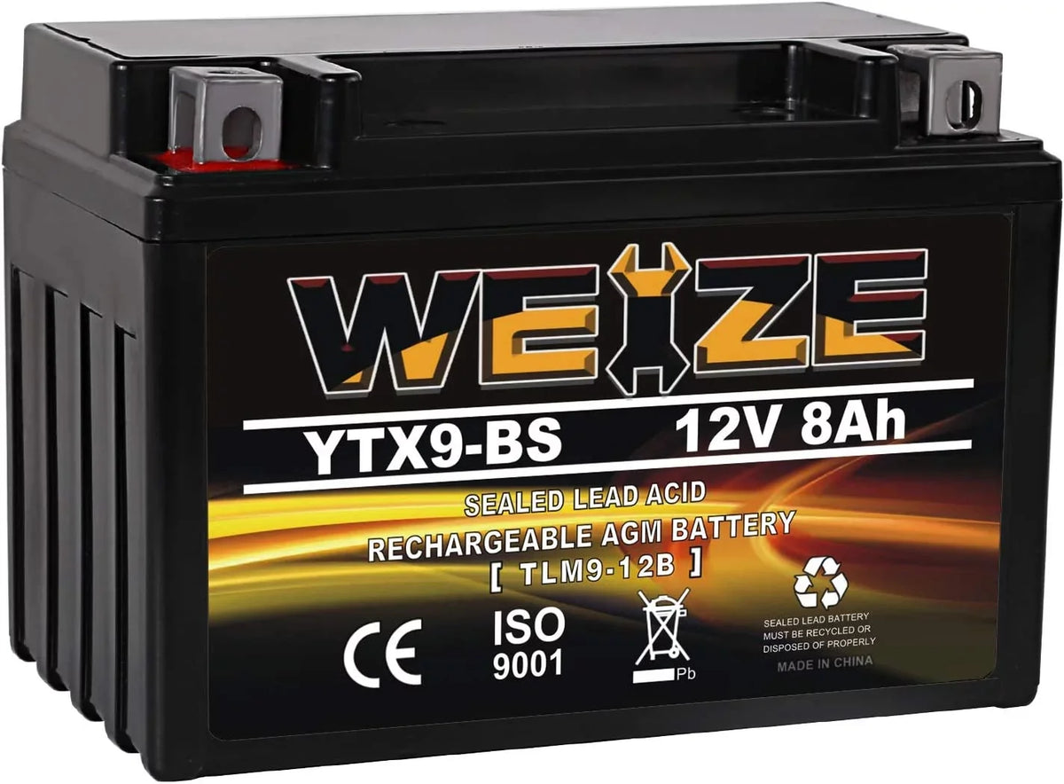 Sealed AGM Free Performance YTX9-BS Maintenance High Motorcycle ATV Battery
