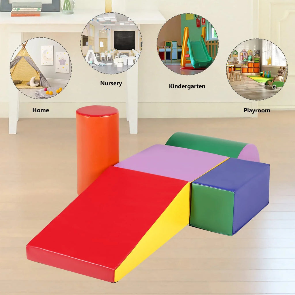 Crawl Soft Toddler, Baby & Foam Toy Climb Climb AILEEKISS 5Pcs Yellow and Blocks Set for Red Indoor,