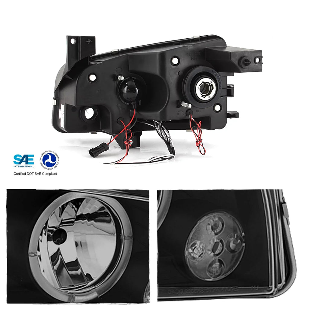 [LED + 2006-2008 Tail in AKKON Lights Charger Tail + Dual Halo Headlights Housing Smoke - Headlights]Fits Black Dodge