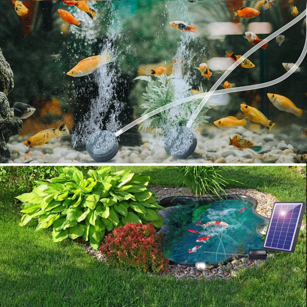 Pump Fish Pump Solar Air Pool 2 Air Oxygenation With Solar 2 Pond Fish Air Pump 2 Aerator With Huiop Bubble With Pipe 2 Bubble Aerator Pipe pump,6w Leeofty Dsfen Pump