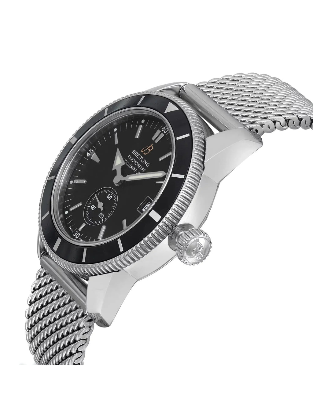 A3732024-B869SS Dial Breitling 38mm Mens Heritage Watch SuperOcean Black Steel
