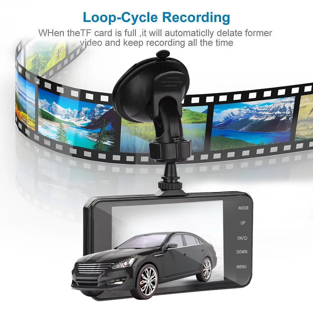 and Parking Car Lens Front and Touch HD Dual Recorder Camera G-Sensor, Video Screen Monitoring Dash Cam 1080P Driving DVR 4" Xhy Rear Detection Motion