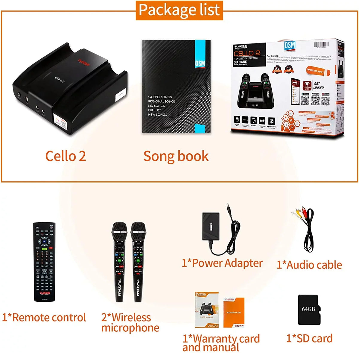 for Built-in MVs with Platinum Aldult Language Kids Display Karaoke Wireless Video TV 2 Machine & Recording Mixed 23K+ Mic Cello2 Songs Upgraded Digital Lyrics 2023 Song