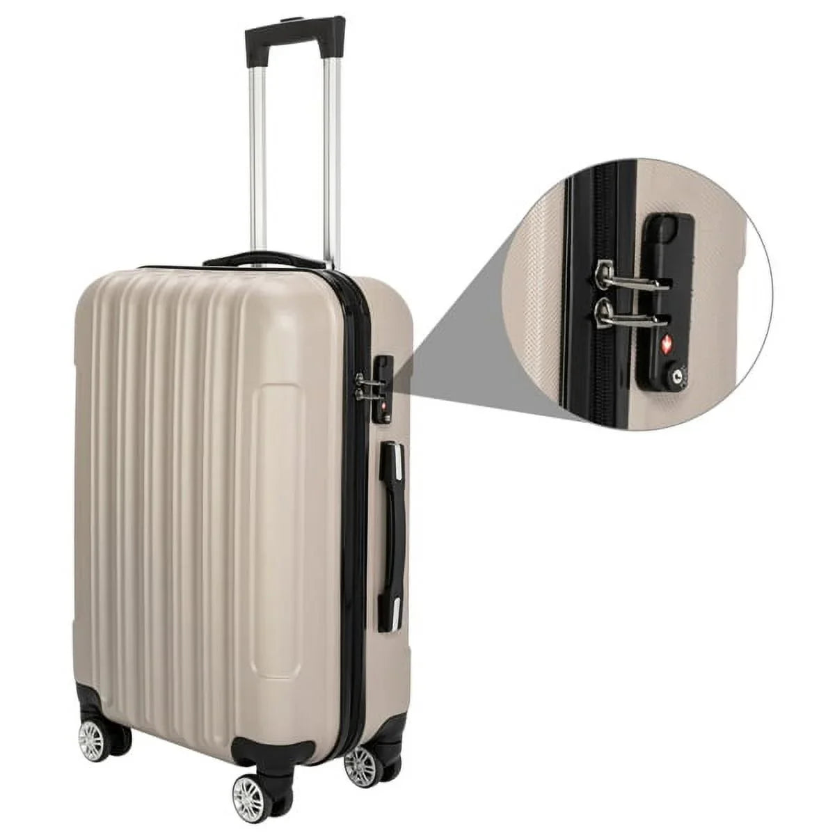 Luggage Wheels(20/24/28), with Piece Capri Champagne Spinner 3 Set