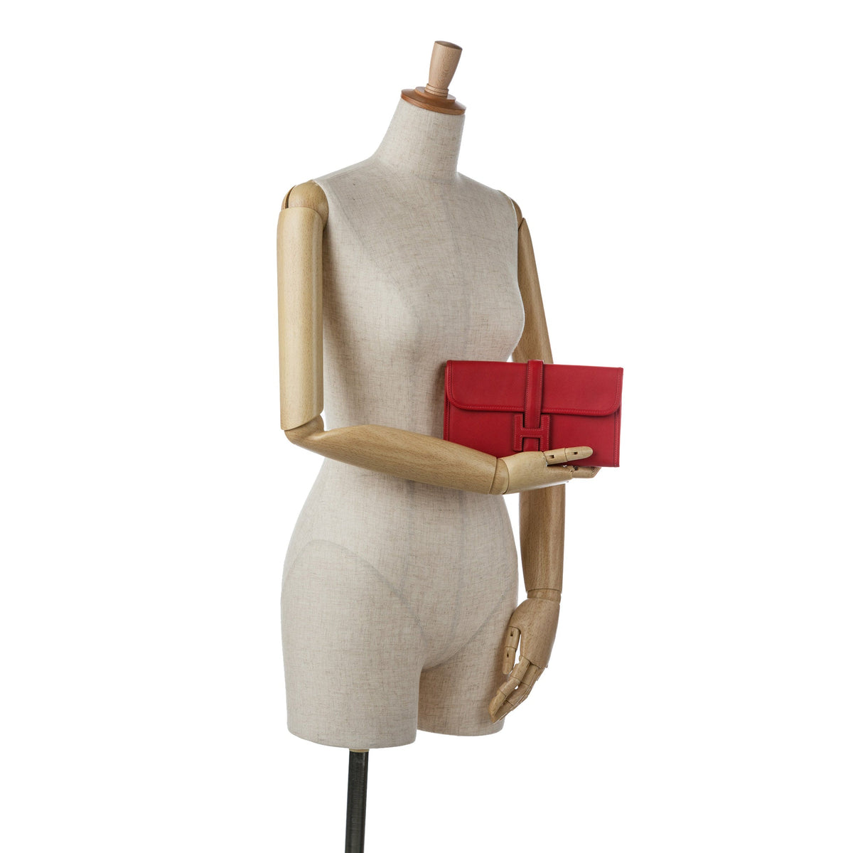 (Good) Pre-Owned Red Duo Jige Hermès Authenticated Calf Wallet Wallets Unisex Long Swift Leather