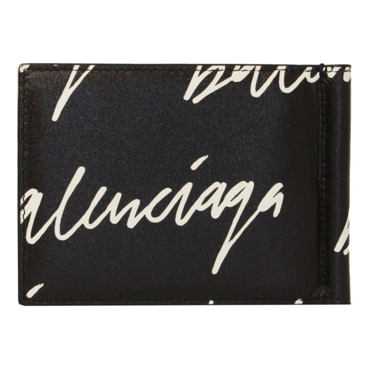 Black Logo Scribble Cash Wallet 625819 Money Clip Balenciaga Leather