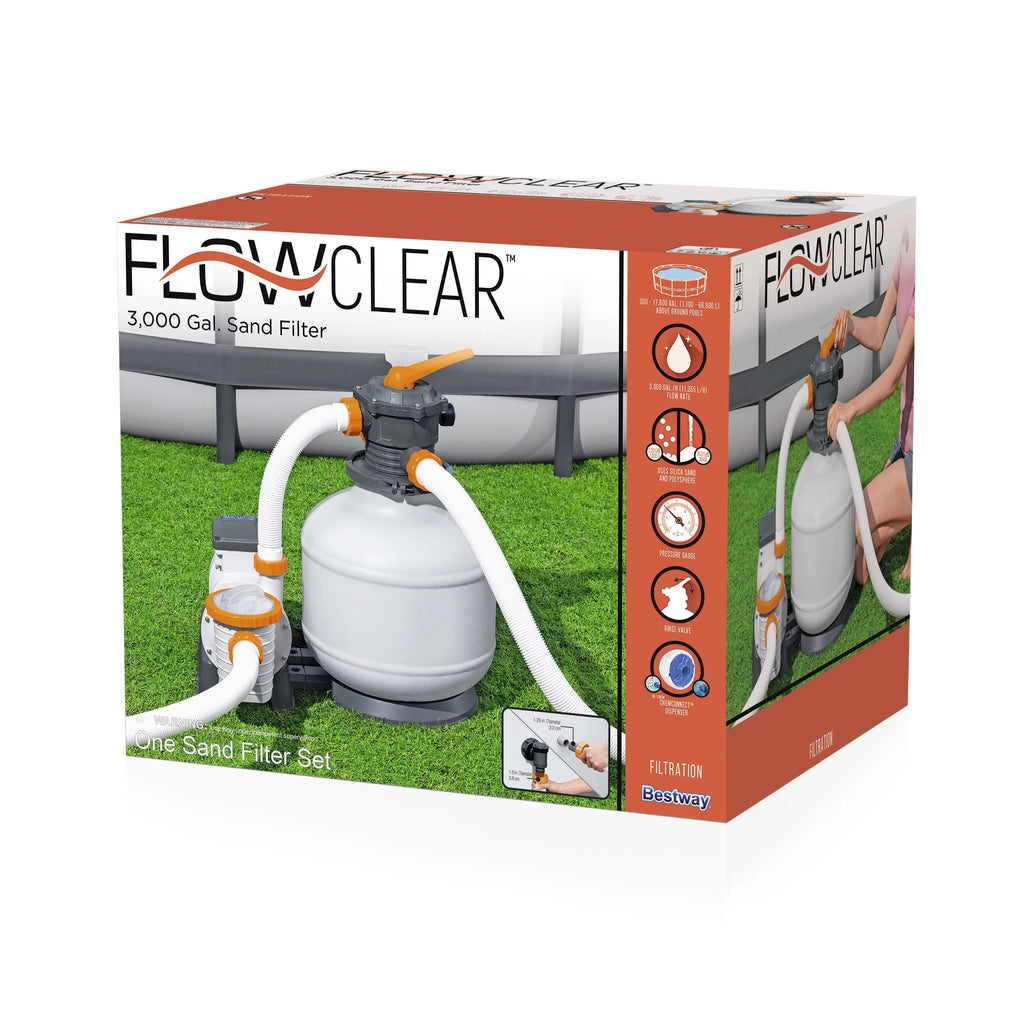 Filter Pool Ground Gallon 3000 Bestway Sand Above Flowclear Pump