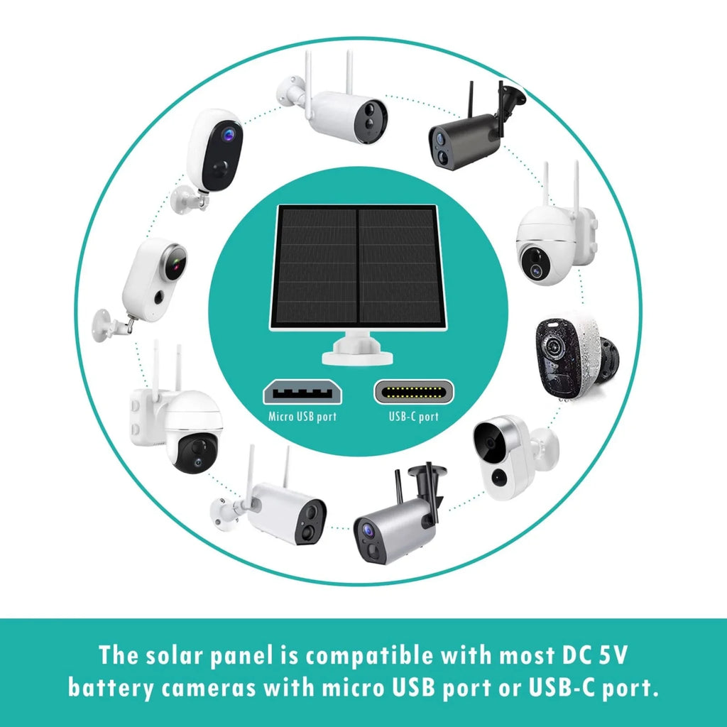 Micro with Battery USB Netvue Camera, Rechargeable Panel Solar Security Port Outdoor for Compatible