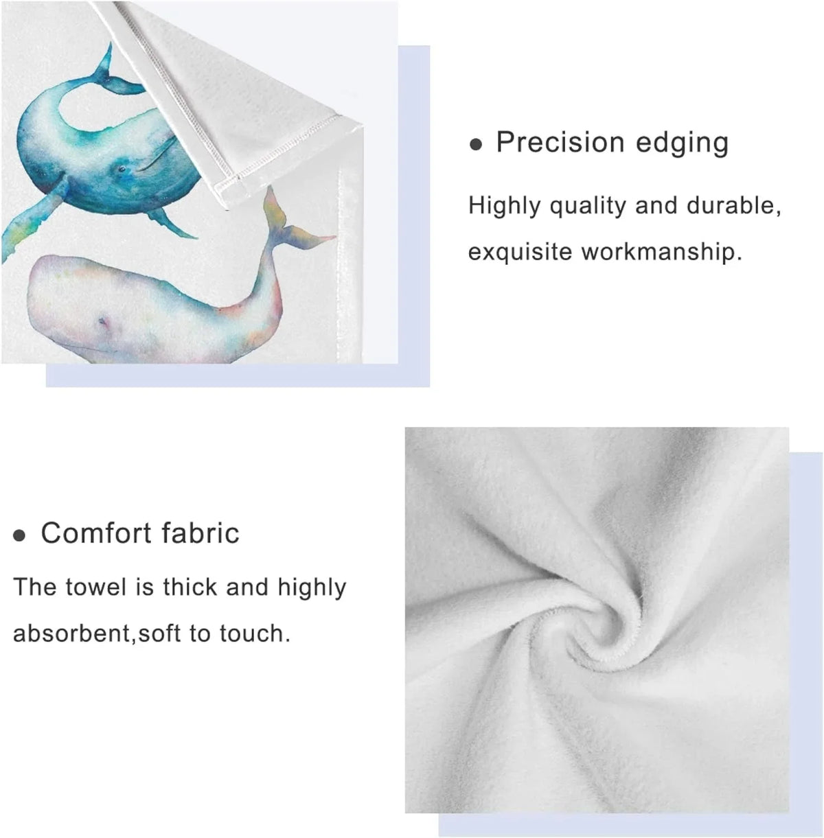 Towel, 3-Piece Marine Towel, Absorbent Ocean Life 1 Towel Whale GZHJMY 1 Quick Washcloth, Hand Drying Soft Humpback for Bathroom Towel 1 Sets, Sea Towels Whale Bowhead Bath Blue Set,Watercolor Bath