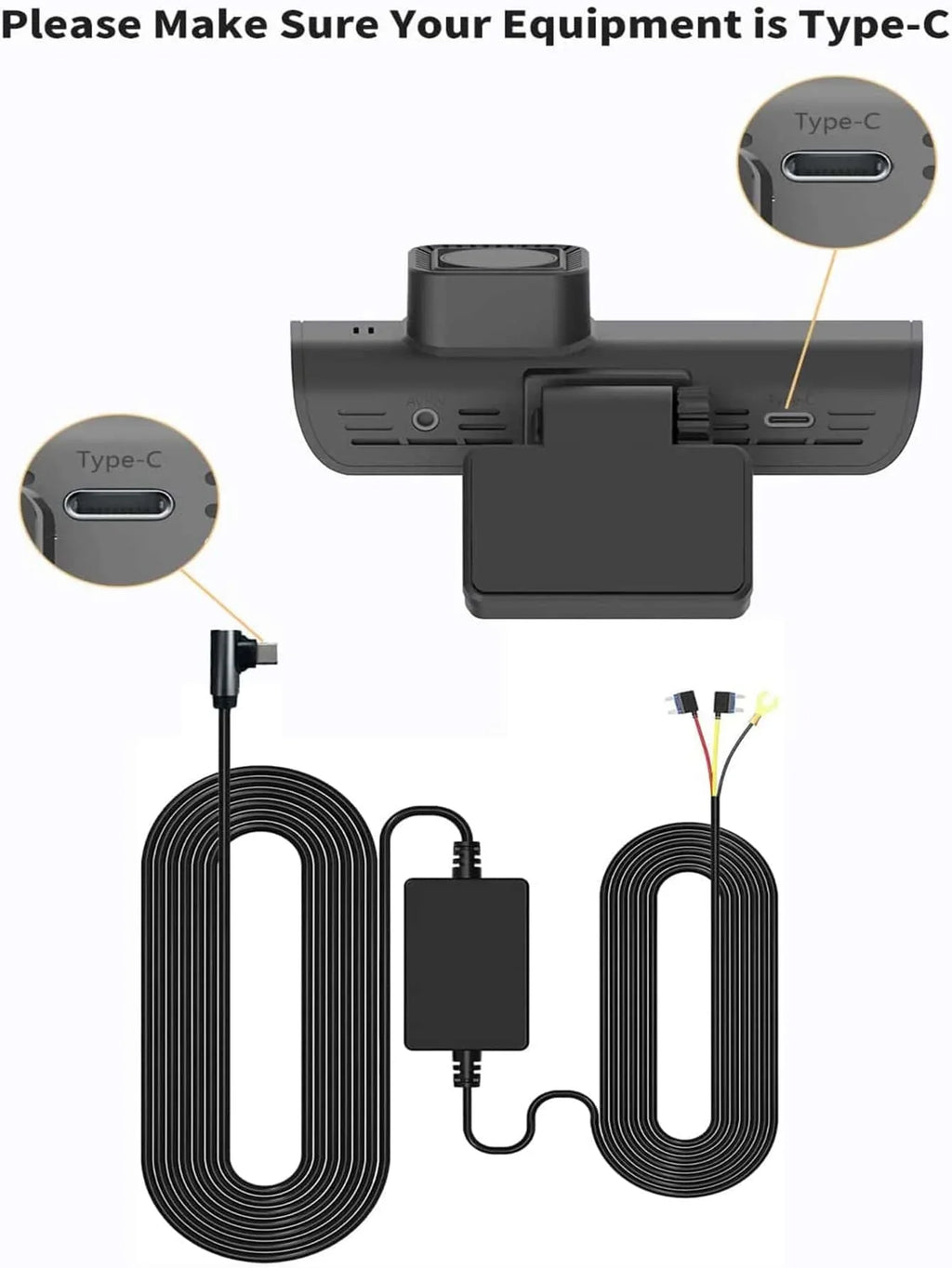 Wi-Fi, Hardwire GPS and Cam Kit Camera, Front Type-C Dash with 4K