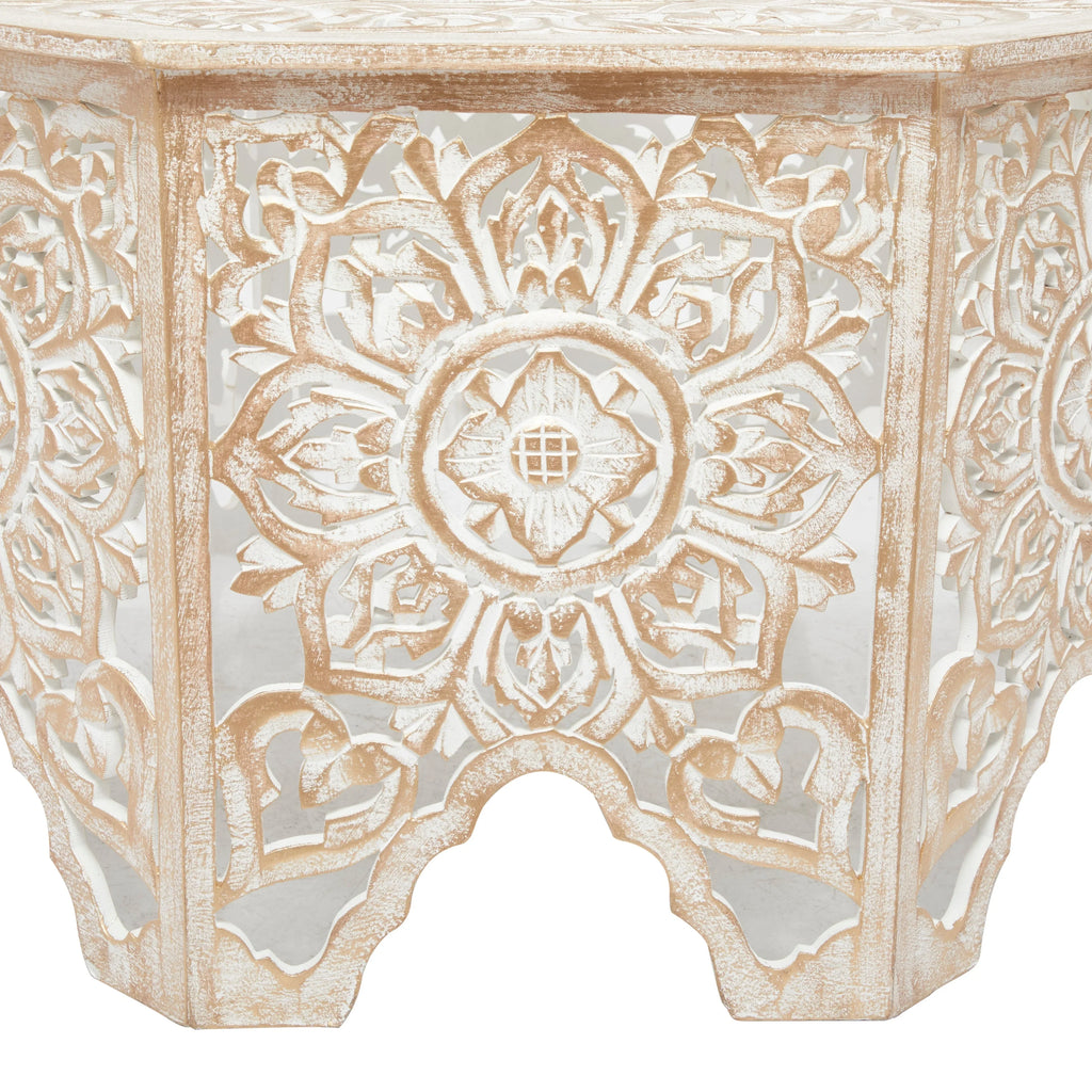 x x Country - Table Pine Round White 350 Coffee 33 33 Studio 18 Cottage