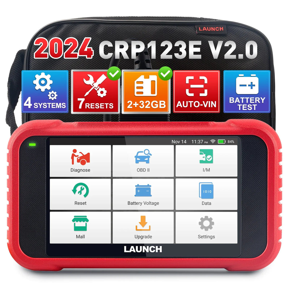 CRP123E Reset, Scanner Reset, Reader Reset LAUNCH Fault Diagnostic Check Battery Test, Brake Reset, Obd Oil Code DPF Injector Car Engine with V2.0