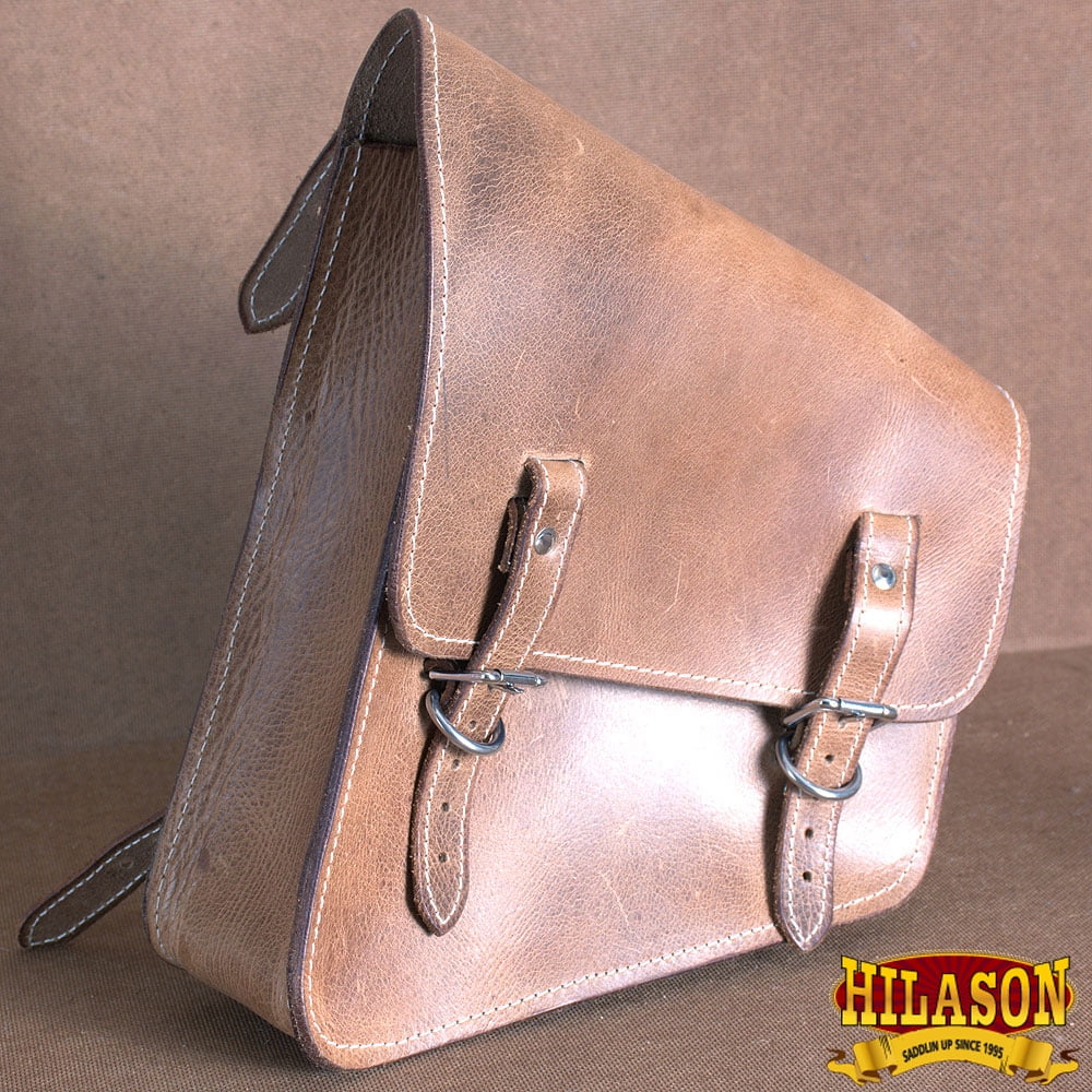 Motorcycle Bike Side Leather Saddle 89HS Rigid Softail Hilason Bag Right