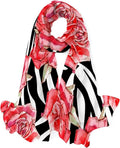 Scarves Long Scarf Red Roses Neck Women Girls Shawl Hyjoy Wrap Watercolor for Lightweight Silk
