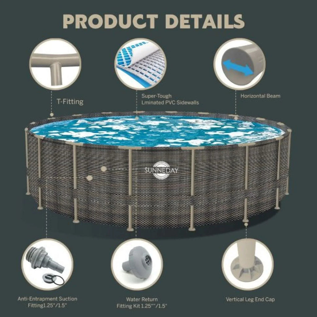 Rattan Sunneday 52 Pool Soft-Sided in. ft. 24 Oasis x Round