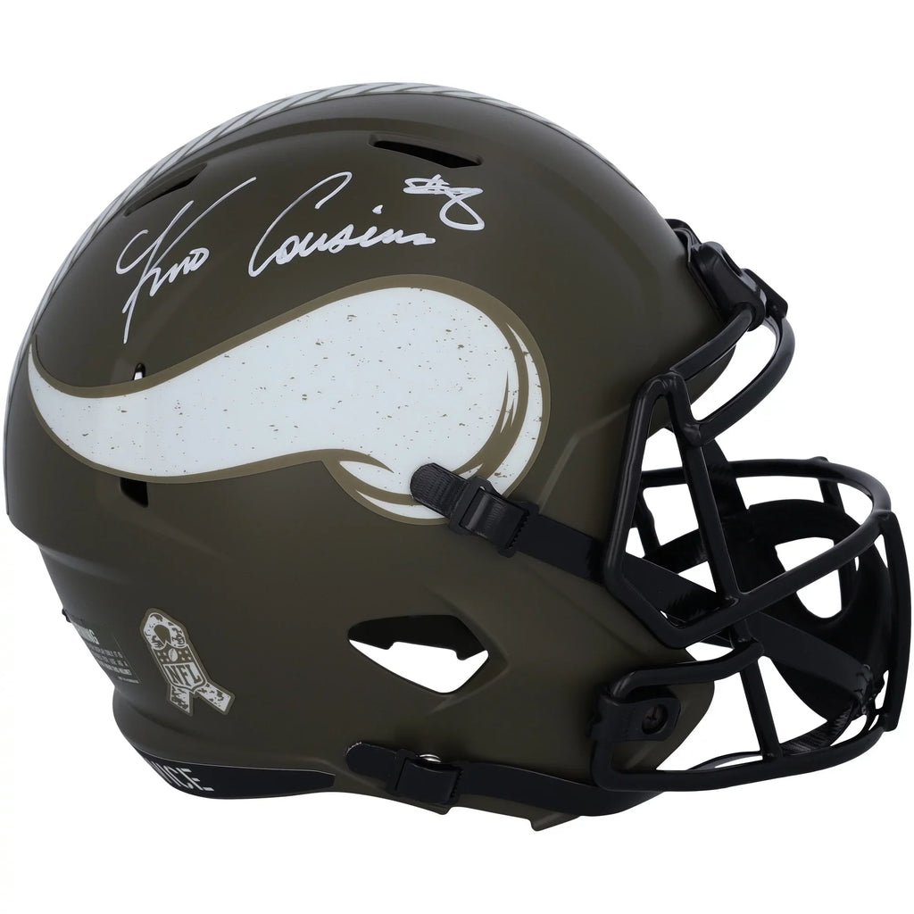 Vikings Authentic Riddell Kirk Service Certified Salute to Minnesota Speed Fanatics - Replica 2022 Cousins Autographed Helmet
