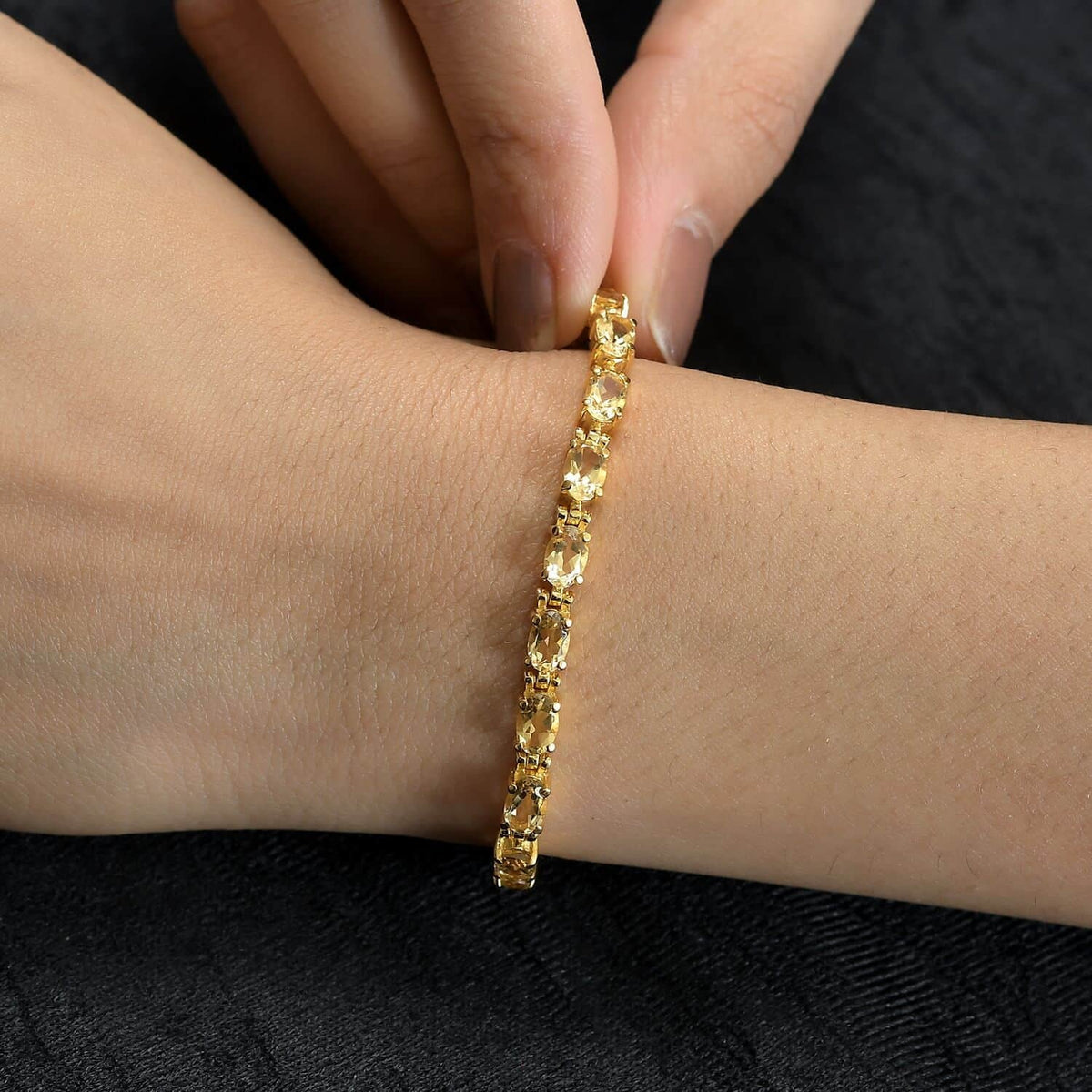 Women Ion 7.25" Yellow Shop Stainless Gifts Citrine Steel Plated Size Birthday Jewelry for Gold 7.38 Oval Ct Bracelet LC