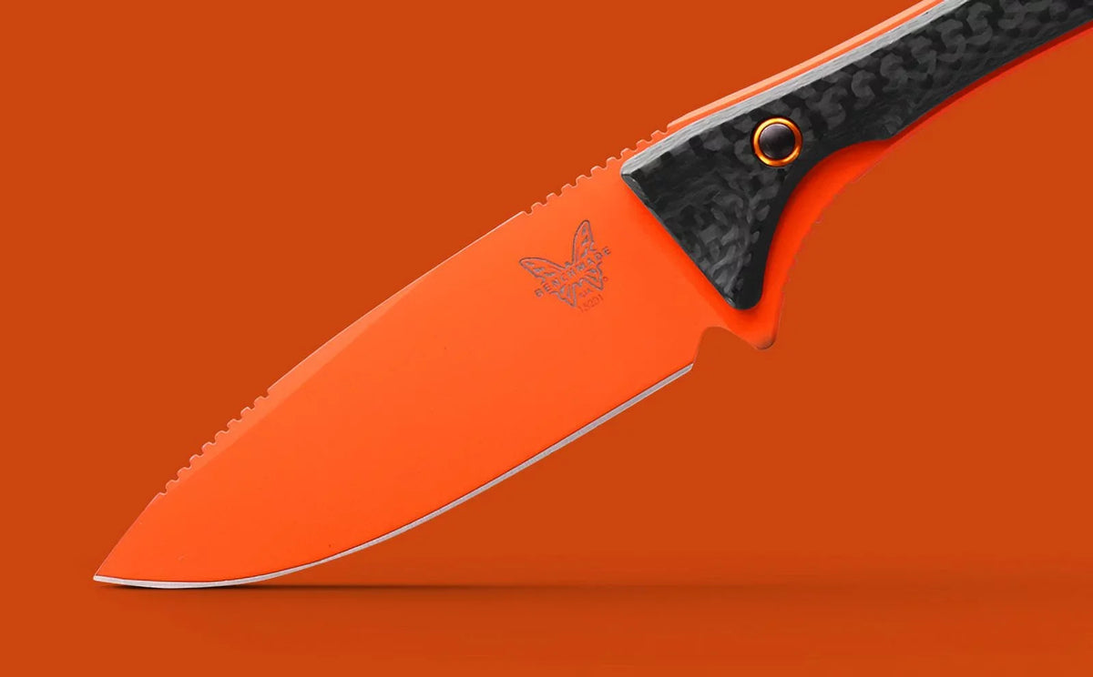 Cerakote 15201OR CPM-S90V Fixed Blade Fiber 3.08" Altitude Carbon Knife Benchmade Orange Handle