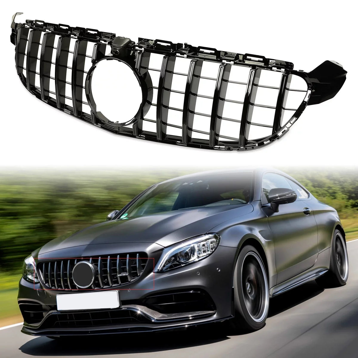 2017 Painted Black Or Camera for C63 Bumper Mercedes Cover Front Both with design W205 2018 2015 without 2016 for AMG Kojem Benz S Grille