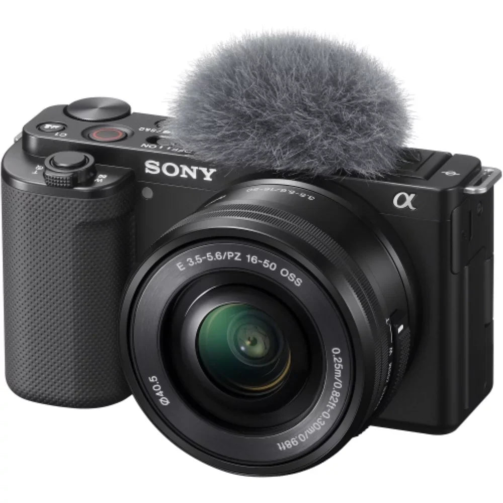 ZV-E10 Memory + (5 with Flexible Bag (Black) |16-50mm Items) Camera Mirrorless Tripod Kit 64GB Lens Card Bundle Transcend + Camera Sony Cleaning +