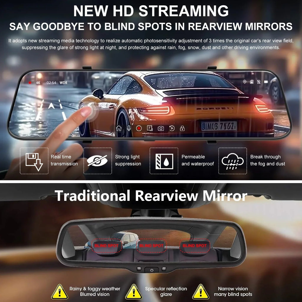 Rear, for Parking Mode Front Angle, Camera Card, 24H Vision, 10Inch Free Night 170°Wide Dash 1080P WDR, Cars, IPS Screen Cam Dash Full 32GB HD