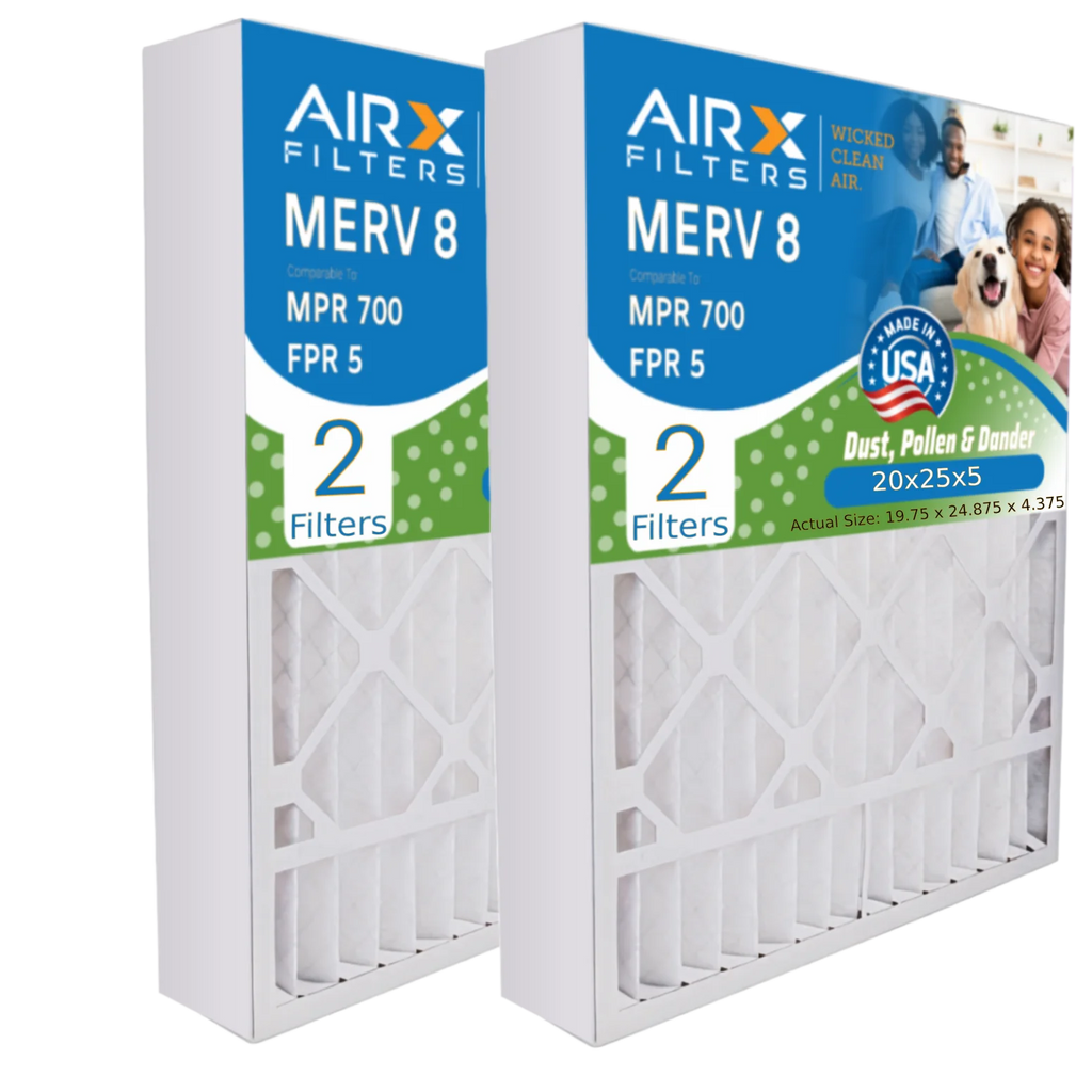 Compatible with 700 FC100A1037 MERV CLEAN 2 FPR to FILTERS Filter AIR. WICKED Pack MPR 5 Replacement 8 20x25x5 Air by AIRX & Comparable Filter Honeywell