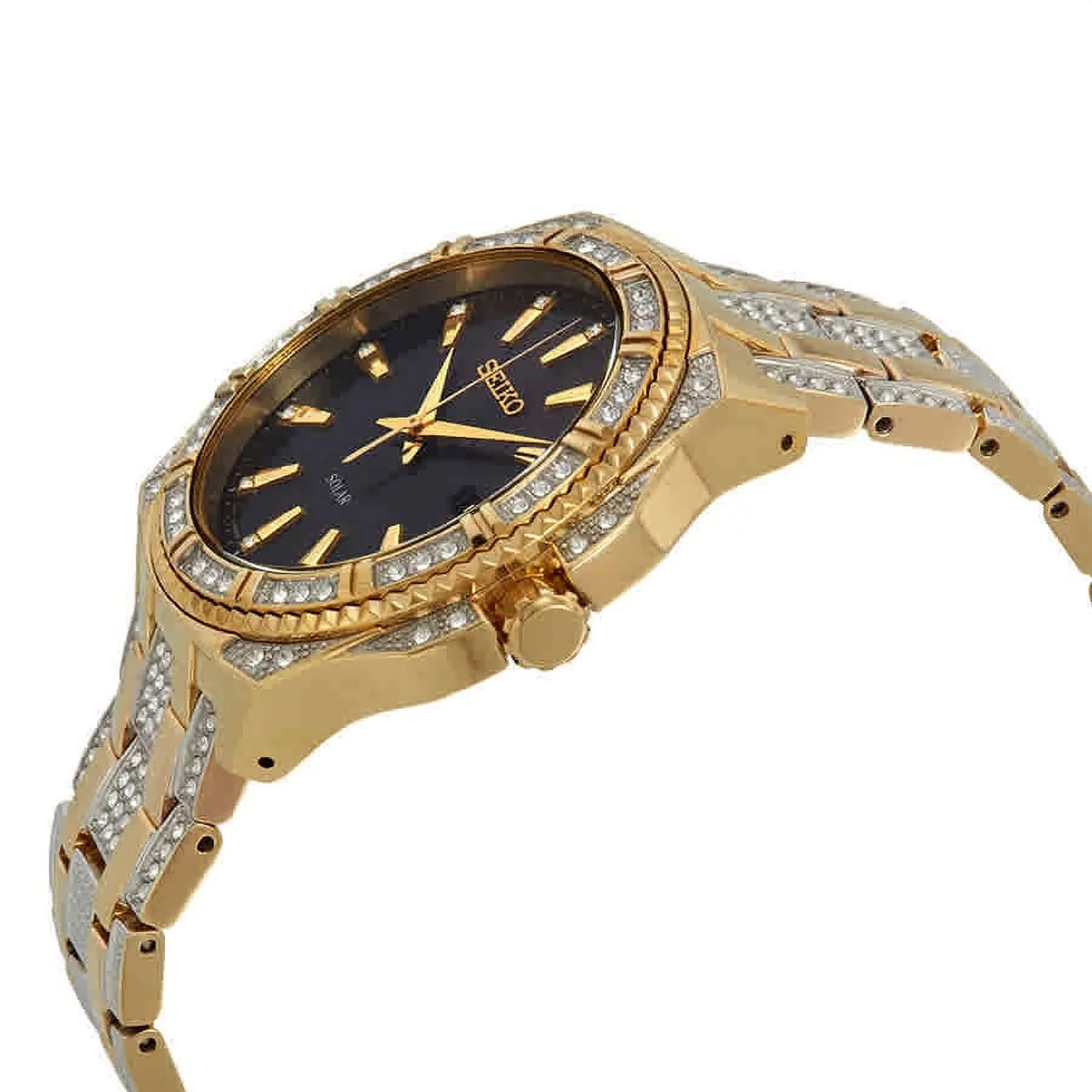 Casual SOLAR' Quartz 'CRYSTAL Stainless Seiko Watch Men's Steel SNE458