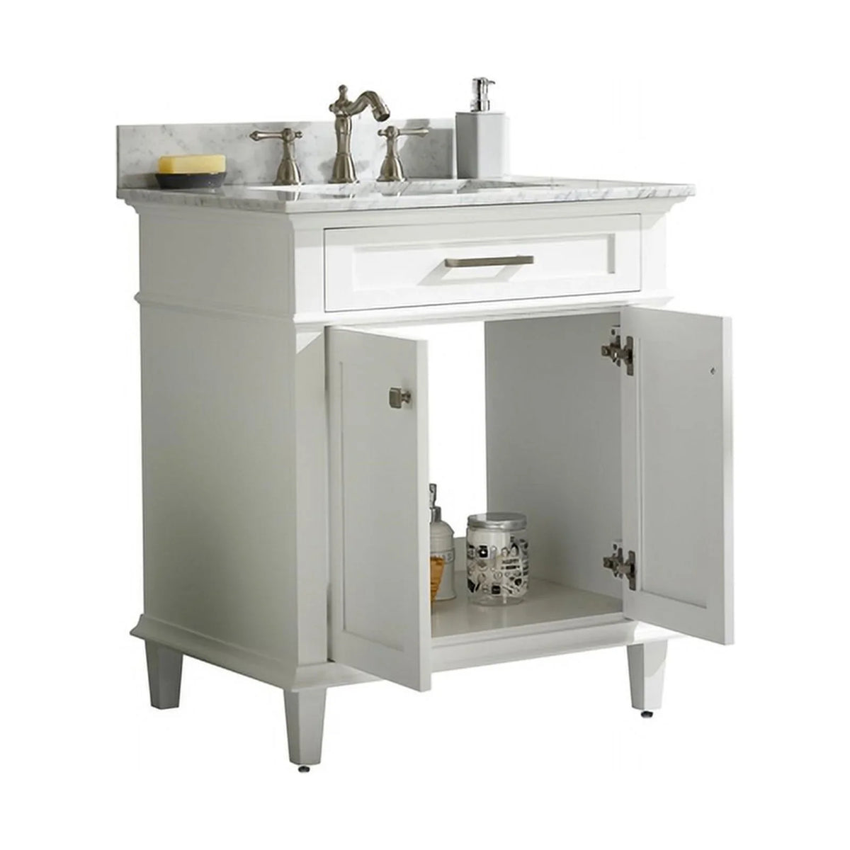 Legion Wood Furniture Sink MDF/Veneer Cabinet Vanity Contemporary in White 30"