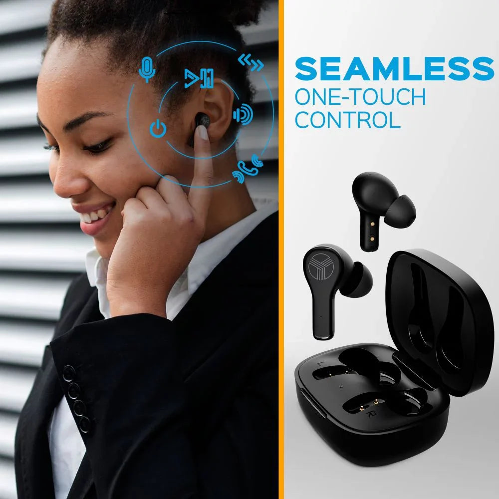 Play Waterproof Port, with Black WX8 Case True 5.1, Isolation, Bluetooth Time, Touch of Charging, USB-C Noise up Wireless 28H Earbuds Earbuds, - Includes Charging Control TREBLAB w/Wireless and IPX8