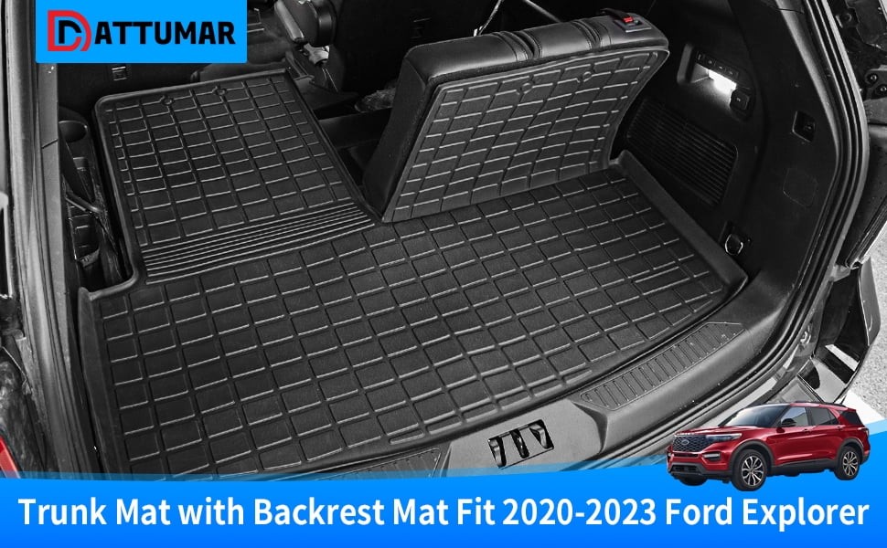 2021 Explorer Ford Cover Accessories Weather Seat Passenger 2022 2020 6&7 All Explorer Mat) Trunk Liner Backrest Fit Cargo 2023 Back for Protector Mat with TPE (Trunk Mat