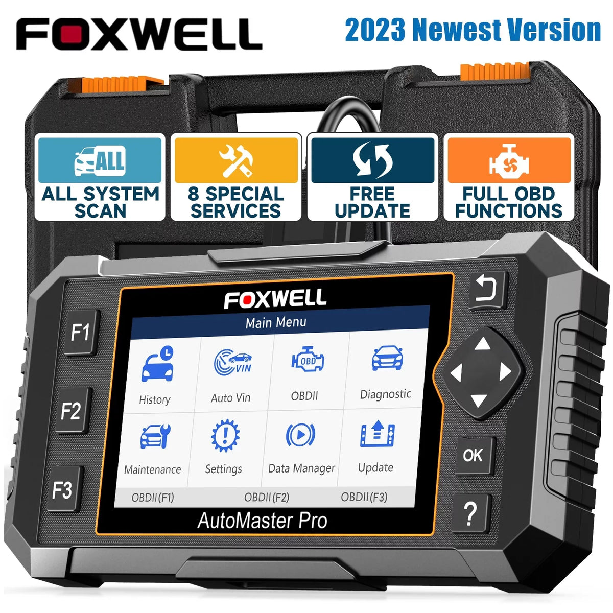 Throttle Reader ABS Scanner SAS Reset Automotive Car Oil Coding 8 OBDII Diagnostic Calibration DPF Elite Scanner BMS AutoVIN Reset setup OBD2 Tool All NT624 Code EPB Foxwell Bleeding Injector Scan