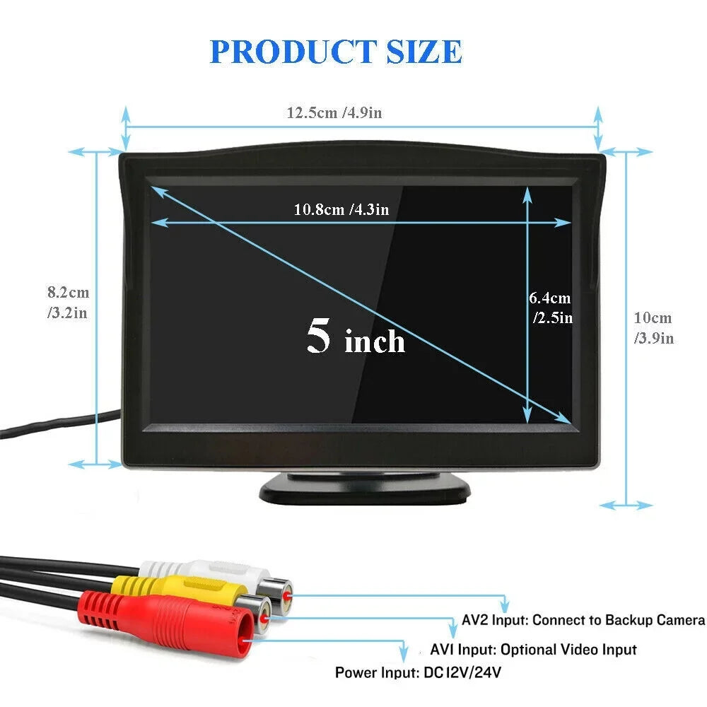 Rear Camera 5" View setup Monitor Car Backup HD Night Parking Vision Wireless +