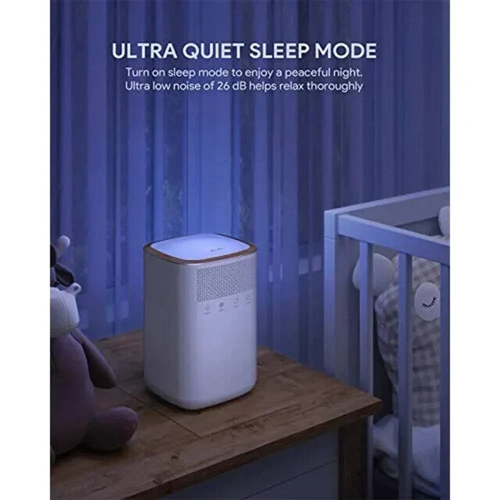 for Home with Touch Large Purifier LED Room Button, HEPA, True Activated 3M Pets Light, for HEPA Night Carbon Bedroom Air White Office Filter