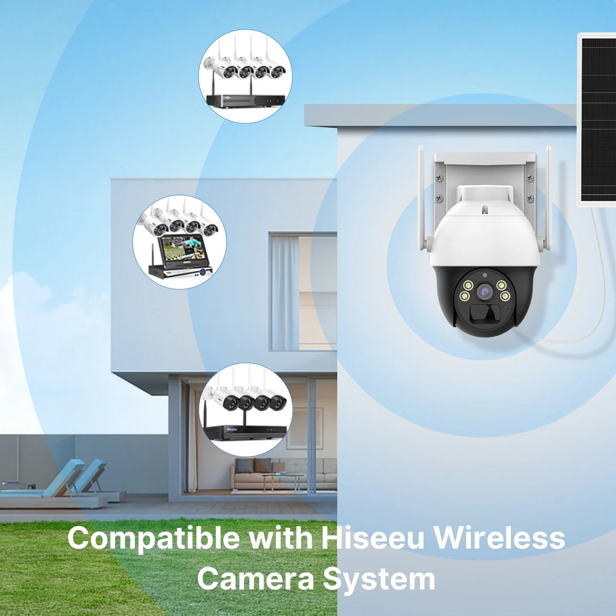 Hiseeu Camera,360 Rechargeable Wireless Night 2K/3MP digital Slot,Smart Vision,Spotlights,SD AI Detection Card Battery Solar zoom,2-Way View Audio,Color Security Pan/Tilt,8X