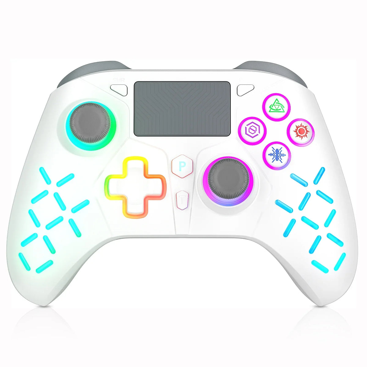 (White) /Slim/Pro Controller Adjustable Compatible with 4 LED Light Wireless for with Playstation RGB PS4,