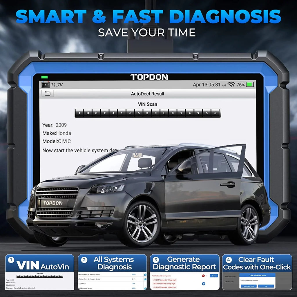 31+Maintenance Free Car Pro Scan Scanner & Update Systems TOPDON OE-Level Full Online-Coding OBD2 Diagnosis, Diagnostic ArtiDiag Tool, 2-Year