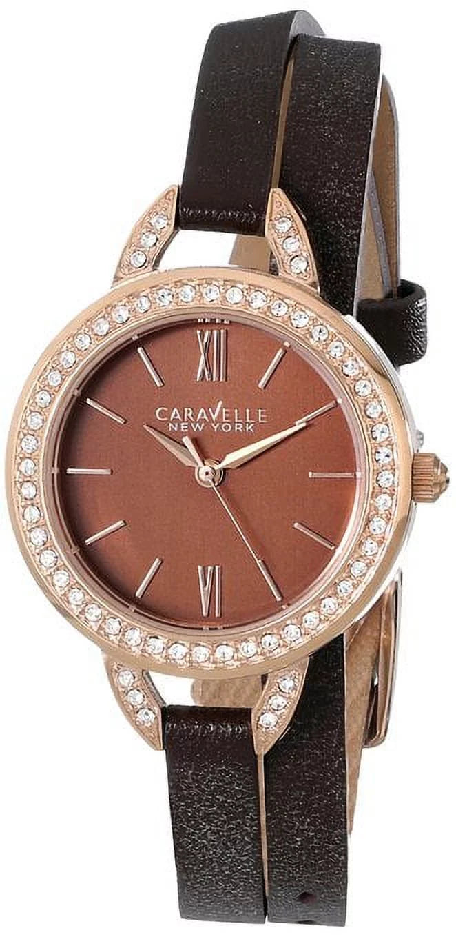 Wrap 44L130 Watch Brown Ladies Leather New Double York Caravelle