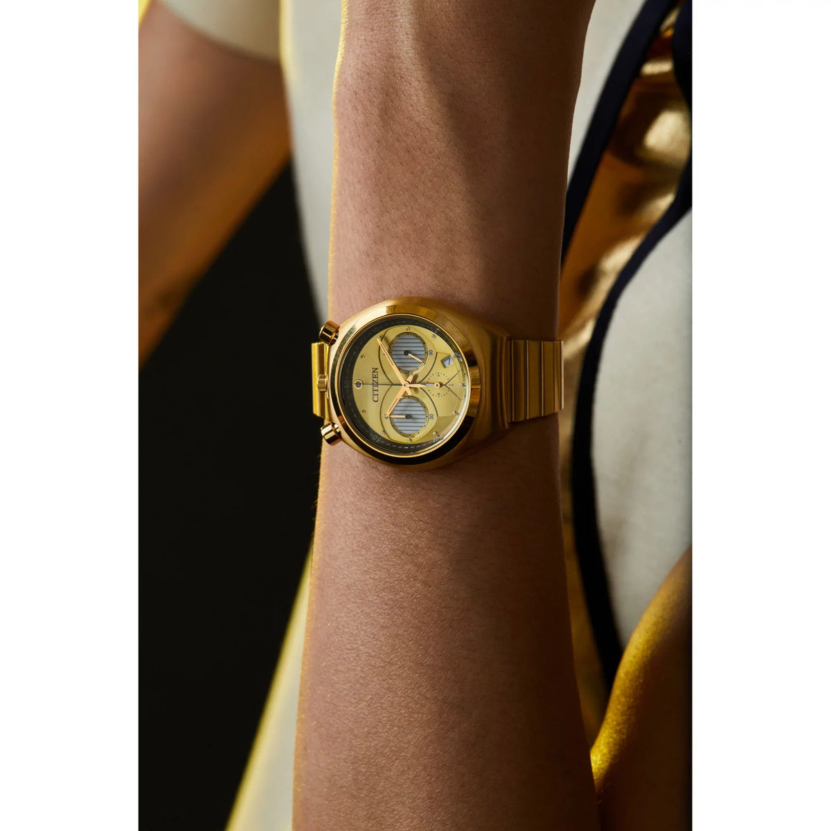 Wars Citizen Goldtone AN3662-51W C-3PO Star Unisex Watch Quartz Chronograph