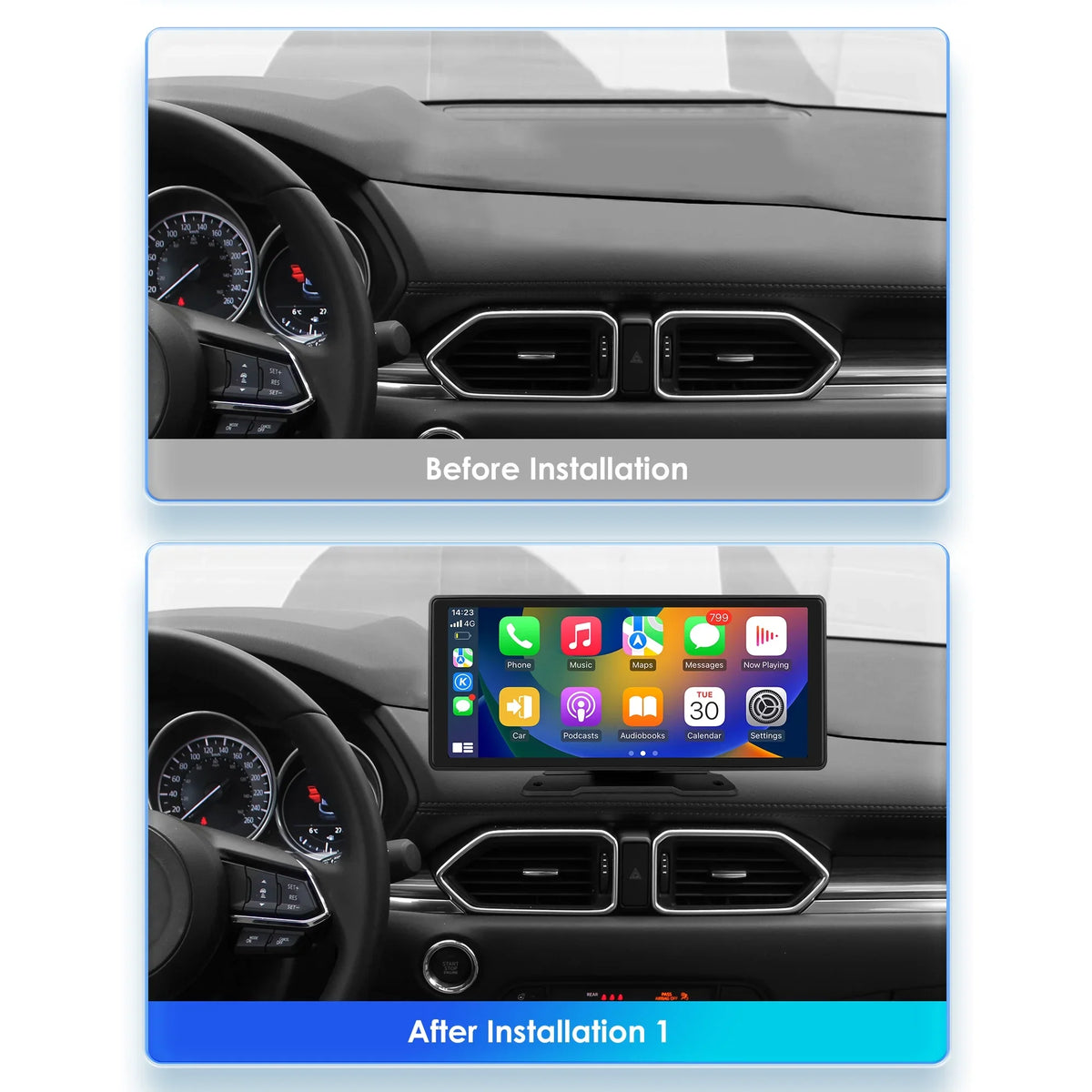 Head Android Adjustable Mirror Bluetooth FM Player GPS 10.26" Carplay Stereo 360° Auto Unit Radio Car Link Navigation Touchscreen