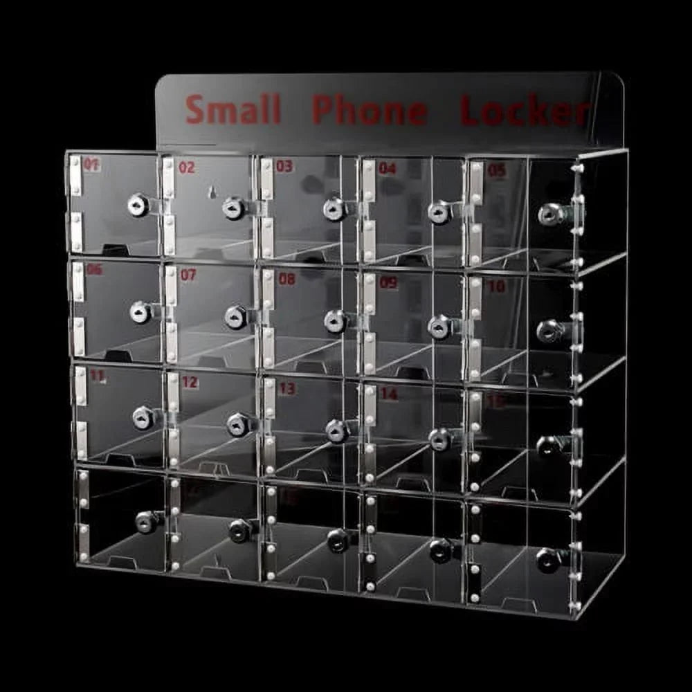 Slots Clear Storage Box 20 Cell Locker Thickened Keys Phone Cellphone w/ Acrylic