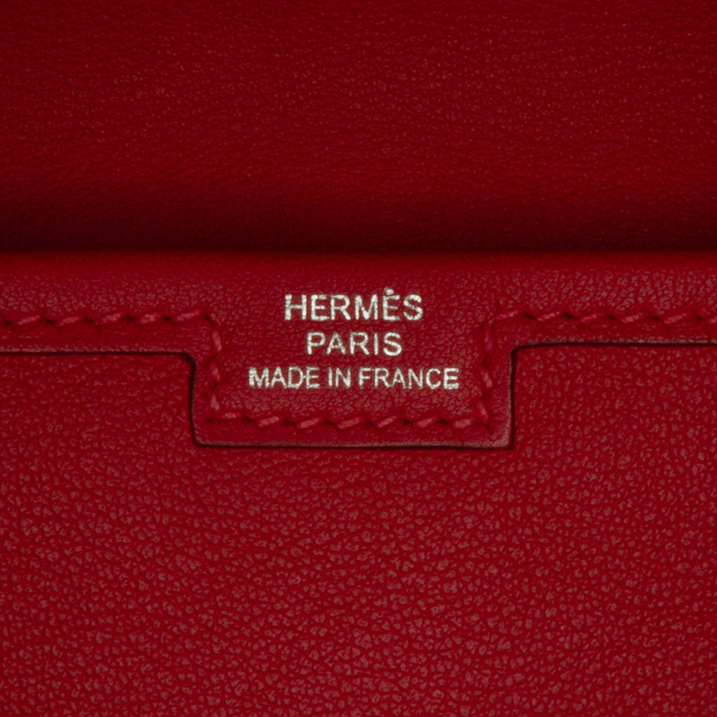 (Good) Pre-Owned Red Duo Jige Hermès Authenticated Calf Wallet Wallets Unisex Long Swift Leather