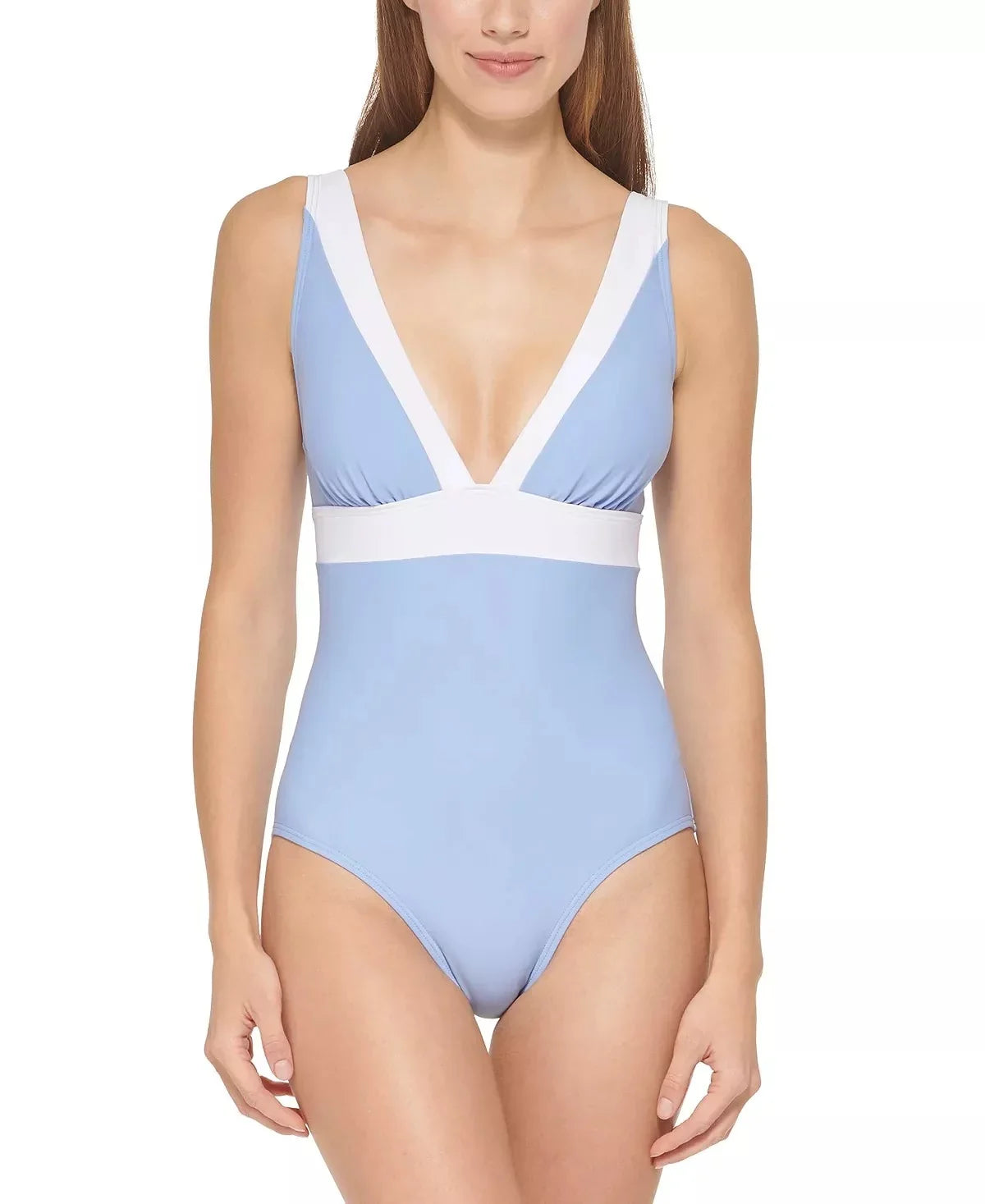 Deep One-Piece Swimsuit, 4 HYDRANGEA V-Neck DKNY US