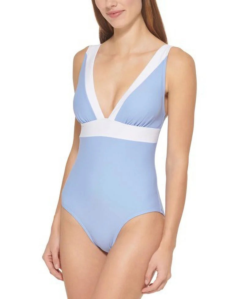 Deep One-Piece Swimsuit, 4 HYDRANGEA V-Neck DKNY US