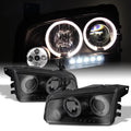 [LED + 2006-2008 Tail in AKKON Lights Charger Tail + Dual Halo Headlights Housing Smoke - Headlights]Fits Black Dodge