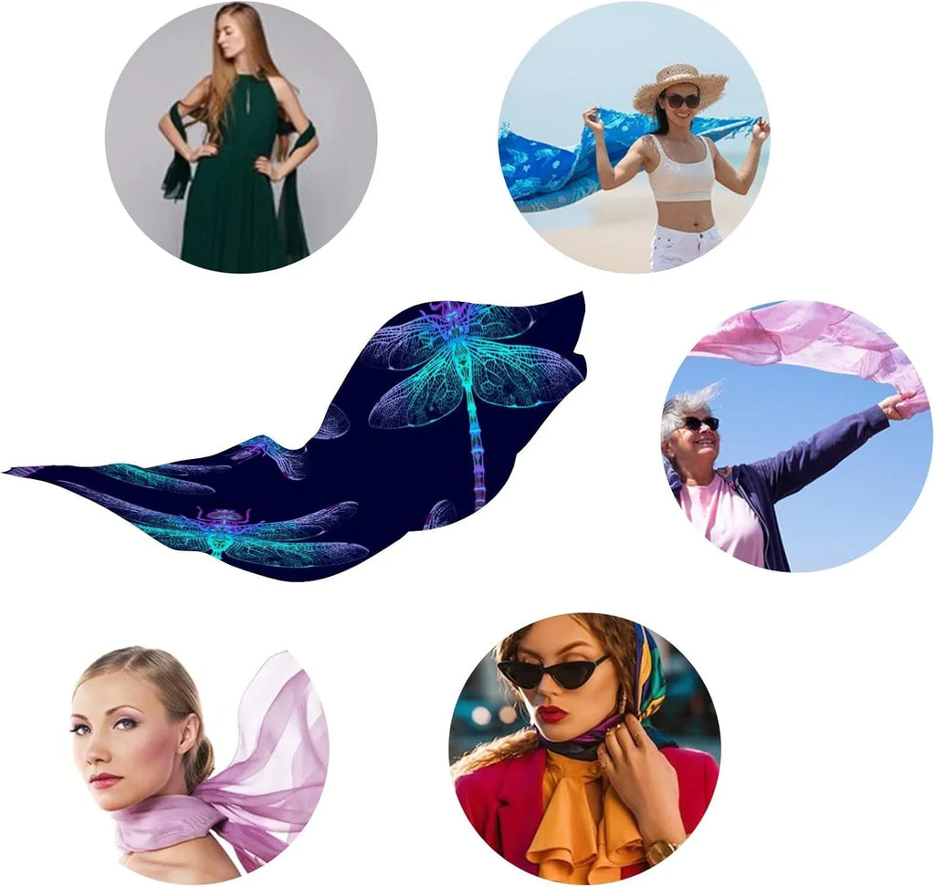 Silk Shawl Long Scarf Women Lightweight Scarves Dragonfly Wrap for Hyjoy Neck Girls